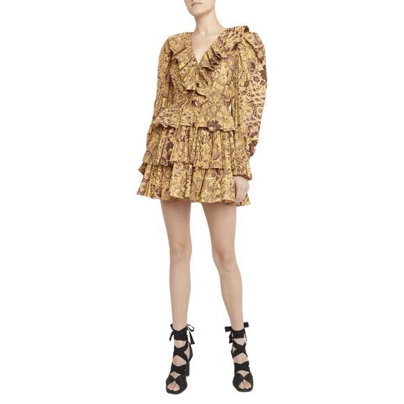 Ulla Johnson Lola Tiered Ruffled Printed Mini Dress Size 6 - Picture 1 of 14